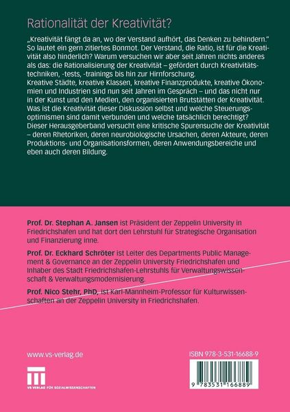 Produktbild: Rationalit&auml;t der Kreativit&auml;t?