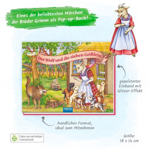 Produktbild: Tr&ouml;tsch M&auml;rchenbuch Pop-up-Buch Der Wolf und die sieben Gei&szlig;lein