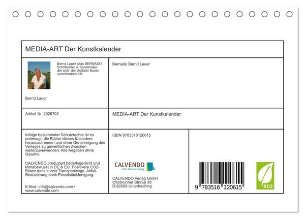 Produktbild: MEDIA-ART Der Kunstkalender (Tischkalender 2026 DIN A5 quer), CALVENDO Monatskalender