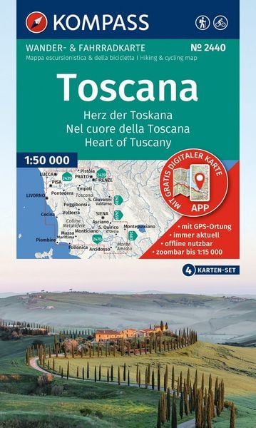 Produktbild: KOMPASS Wanderkarten-Set 2440 Toscana, Herz der Toskana, Nel cuore della Toscana, Heart of Tuscany (4 Karten) 1:50.000