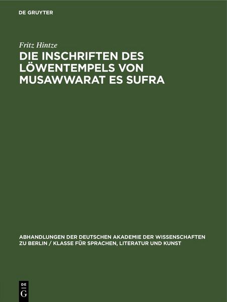 Produktbild: Die Inschriften des L&ouml;wentempels von Musawwarat es Sufra