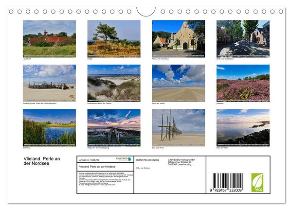 Produktbild: Vlieland Perle an der Nordsee (Wandkalender 2026 DIN A4 quer), CALVENDO Monatskalender