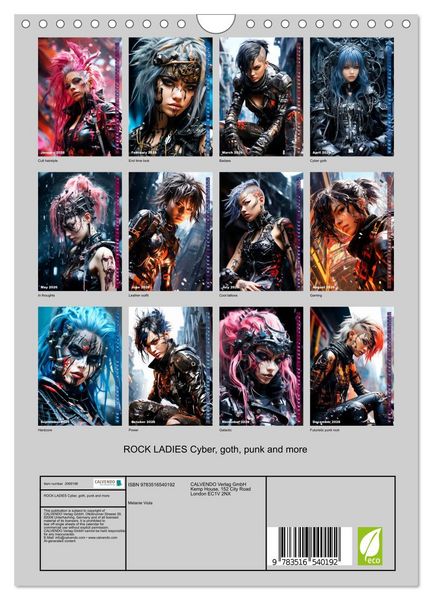 Produktbild: ROCK LADIES Cyber, goth, punk and more (Wall Calendar 2026 DIN A4 portrait), CALVENDO 12 Month Wall Calendar
