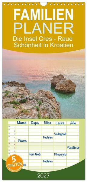Produktbild: Familienplaner 2027 - Die Insel Cres - Raue Sch&ouml;nheit in Kroatien mit 5 Spalten (Wandkalender, 21 x 45 cm) CALVENDO