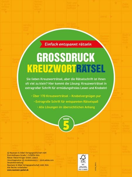 Produktbild: Gro&szlig;druck Kreuzwortr&auml;tsel Band 5 I R&auml;tselbuch f&uuml;r Senioren & Rentner