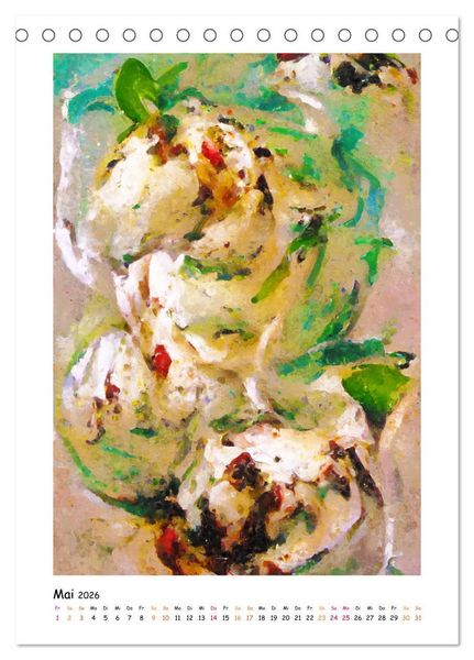 Produktbild: Eisbecher-Tr&auml;ume - Kunstvoll gemalte Eiskreationen in Acryl (Tischkalender 2026 DIN A5 hoch), CALVENDO Monatskalender