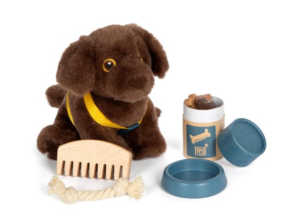 Produktbild: Hund mit Tasche und Pflege-Set