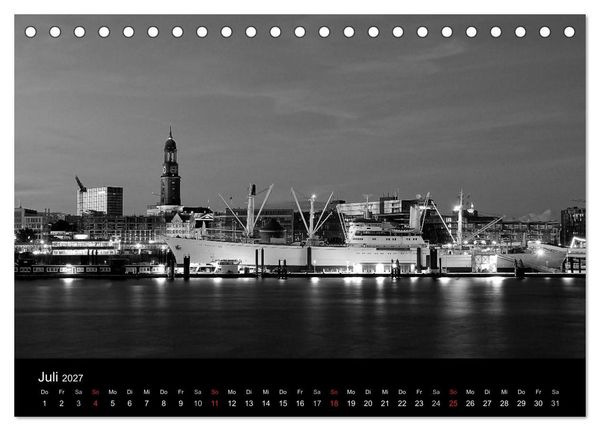 Produktbild: Hamburg monochrome Impressionen (Tischkalender 2027 DIN A5 quer), CALVENDO Monatskalender