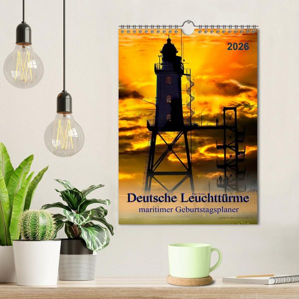 Produktbild: Deutsche Leuchtt&uuml;rme - maritimer Geburtstagsplaner (Wandkalender 2026 DIN A4 hoch), CALVENDO Monatskalender