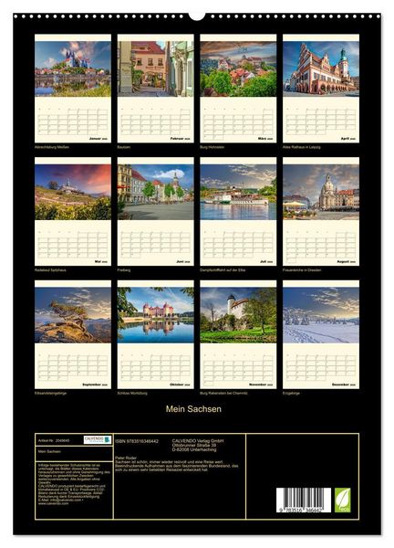 Produktbild: Mein Sachsen (hochwertiger Premium Wandkalender 2026 DIN A2 hoch), Kunstdruck in Hochglanz