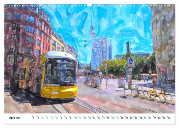Produktbild: Berlin - Stadtansichten im Aquarell-Design (hochwertiger Premium Wandkalender 2026 DIN A2 quer), Kunstdruck in Hochglanz