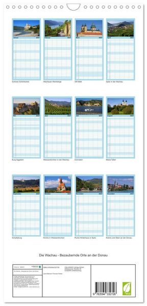 Produktbild: Familienplaner 2027 - Die Wachau - Bezaubernde Orte an der Donau mit 5 Spalten (Wandkalender, 21 x 45 cm) CALVENDO