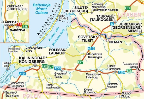Produktbild: H&ouml;fer Stra&szlig;enkarte RS 001 N&ouml;rdliches Ostpreussen (mit Memelland) 1:200.000