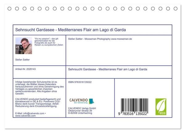 Produktbild: Sehnsucht Gardasee - Mediterranes Flair am Lago di Garda (Tischkalender 2026 DIN A5 quer), CALVENDO Monatskalender
