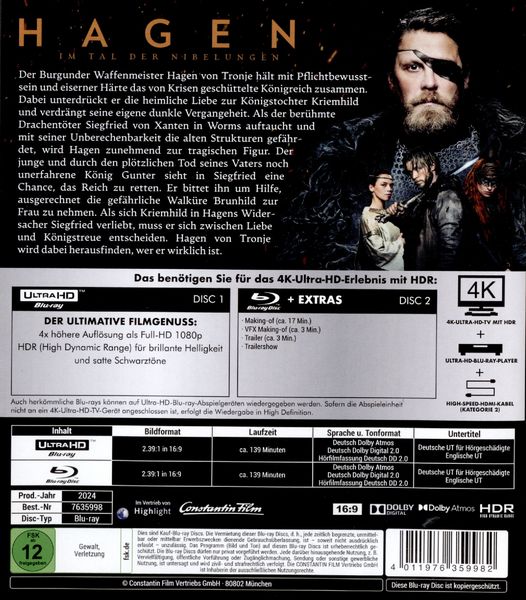 Produktbild: Hagen - Im Tal der Nibelungen (4K Ultra HD) (+ Blu-ray)