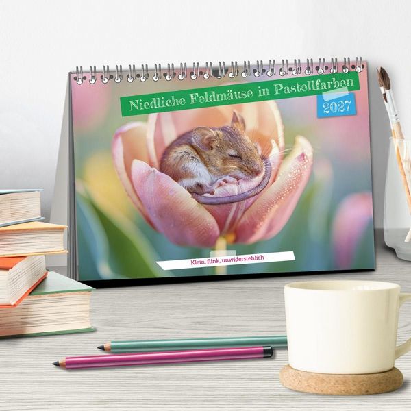 Produktbild: Niedliche Feldm&auml;use in Pastellfarben (Tischkalender 2027 DIN A5 quer), CALVENDO Monatskalender