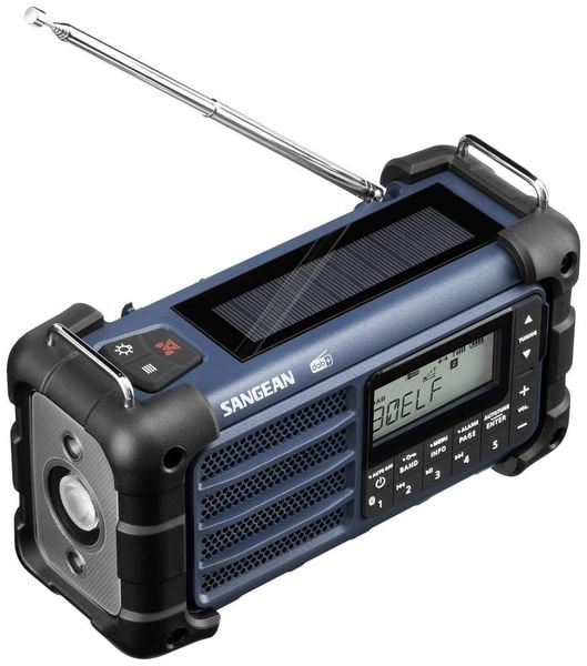 Produktbild: Sangean MMR-99 DAB+ Blue Outdoorradio DAB+, DAB, UKW Notfallradio, Bluetooth&reg; Solarpanel, spritzwassergesch&uuml;tzt, staubdicht, Taschenlampe Blau