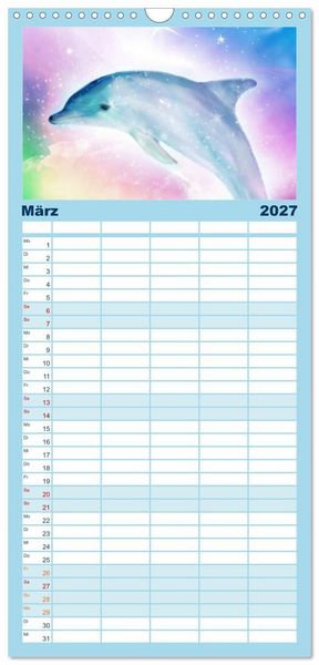 Produktbild: Familienplaner 2027 - Delfine - Kalender mit 5 Spalten (Wandkalender, 21 x 45 cm) CALVENDO