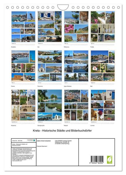 Produktbild: Kreta - Historische St&auml;dte und Bilderbuchd&ouml;rfer (Wandkalender 2026 DIN A4 hoch), CALVENDO Monatskalender