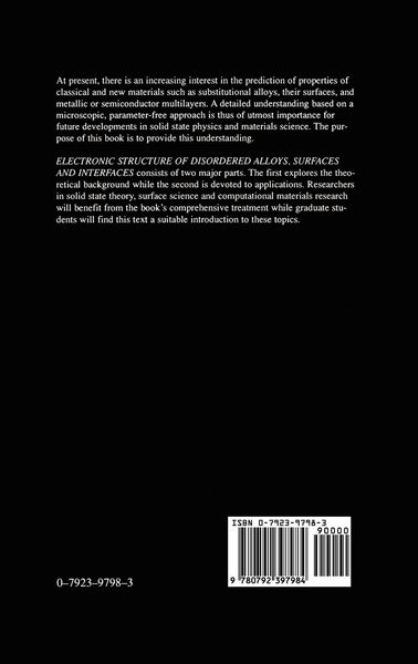 Produktbild: Electronic Structure of Disordered Alloys, Surfaces and Interfaces