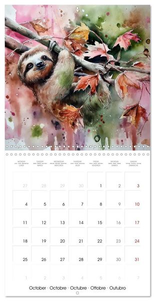 Produktbild: Jolis paresseux (Calendrier mural carr&eacute; 2027 30x30 cm) Calendrier double avec une page pour vos prises de notes
