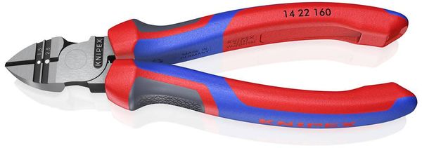 Knipex 14 22 160 Werkstatt Abisolier-Seitenschneider mit Facette 160mm