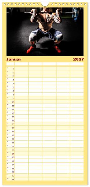 Produktbild: Familienplaner 2027 - Kraftsport mit 5 Spalten (Wandkalender, 21 x 45 cm) CALVENDO