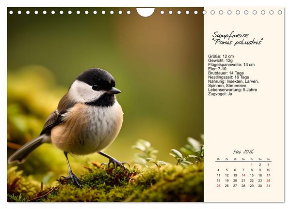 Produktbild: Meisen richtig erkennen (Wandkalender 2026 DIN A4 quer), CALVENDO Monatskalender