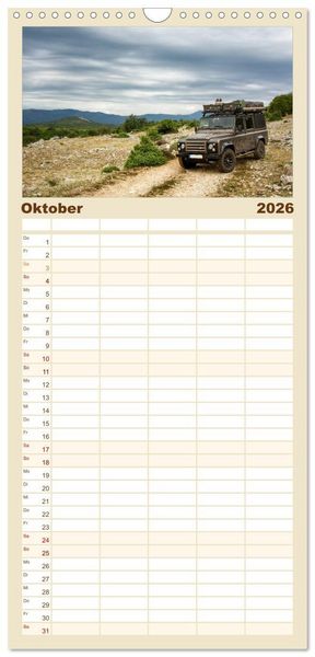 Produktbild: Familienplaner 2026 - Mit dem 4x4 durch Europa mit 5 Spalten (Wandkalender, 21 x 45 cm) CALVENDO