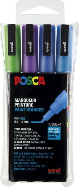 Produktbild: uni-ball Marker POSCA PC-3M Glitter kalte Farben 4er Set