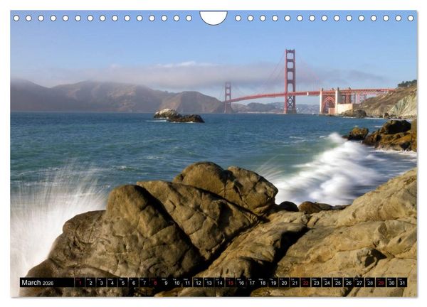 Produktbild: GOLDEN GATE BRIDGE Fascinating San Francisco (Wall Calendar 2026 DIN A4 landscape), CALVENDO 12 Month Wall Calendar