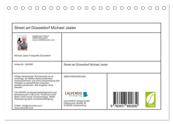 Produktbild: Street art D&uuml;sseldorf Michael Jaster (Tischkalender 2026 DIN A5 quer), CALVENDO Monatskalender