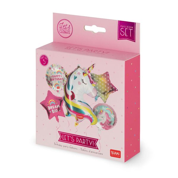 Produktbild: Legami 5er Set Partyballons - Let's Party! - Einhorn