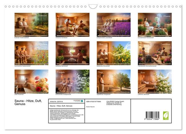 Produktbild: Sauna - Hitze, Duft, Genuss (Wandkalender 2027 DIN A3 quer), CALVENDO Monatskalender