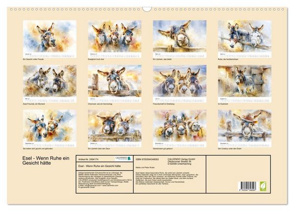 Produktbild: Esel - Wenn Ruhe ein Gesicht h&auml;tte (Wandkalender 2027 DIN A2 quer), CALVENDO Monatskalender