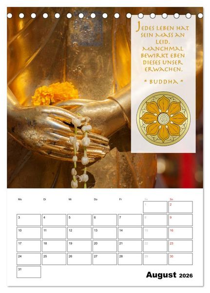 Produktbild: BUDDHAS ZITATE Buddhistische Weisheiten (Tischkalender 2026 DIN A5 hoch), CALVENDO Monatskalender