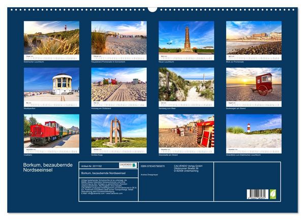 Produktbild: Borkum, bezaubernde Nordseeinsel (Wandkalender 2026 DIN A2 quer), CALVENDO Monatskalender