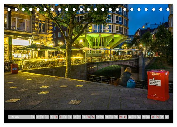 Produktbild: Hamburgs Br&uuml;cken bei Nacht (Tischkalender 2026 DIN A5 quer), CALVENDO Monatskalender