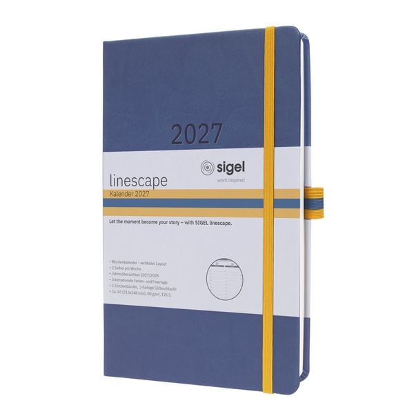 Produktbild: SIGEL L2706 Wochenkalender Linescape 2027, ca. A5, , blau, gelb
