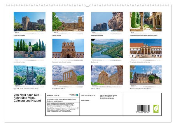 Produktbild: Von Nord nach S&uuml;d - Fahrt &uuml;ber Viseu, Coimbra und Nazar&eacute; (hochwertiger Premium Wandkalender 2026 DIN A2 quer), Kunstdruck in Hochglanz