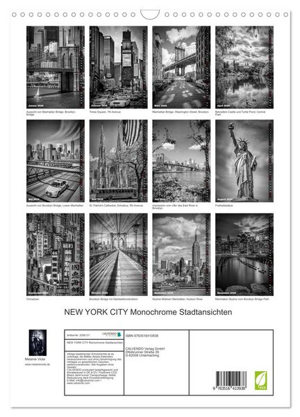 Produktbild: NEW YORK CITY Monochrome Stadtansichten (Wandkalender 2026 DIN A3 hoch), CALVENDO Monatskalender