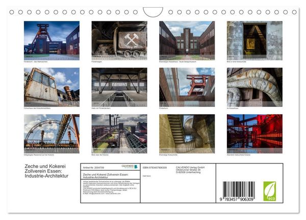 Produktbild: Zeche und Kokerei Zollverein Essen: Industrie-Architektur (Wandkalender 2026 DIN A4 quer), CALVENDO Monatskalender