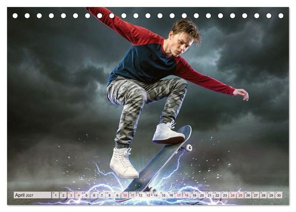 Produktbild: Dimensionen des Skateboarding (Tischkalender 2027 DIN A5 quer), CALVENDO Monatskalender