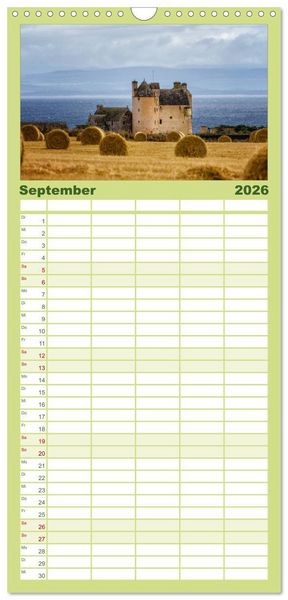 Produktbild: Familienplaner 2026 - Schottlands Castles - Zeugen der Vergangenheit mit 5 Spalten (Wandkalender, 21 x 45 cm) CALVENDO