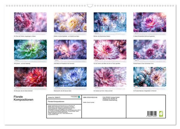 Produktbild: Florale Kompositionen (Wandkalender 2026 DIN A2 quer), CALVENDO Monatskalender