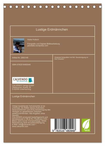 Produktbild: Lustige Erdm&auml;nnchen (Tischkalender 2026 DIN A5 hoch), CALVENDO Monatskalender