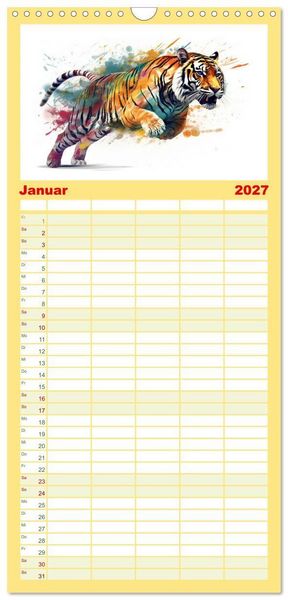 Produktbild: Familienplaner 2027 - Raubtiere voll Eleganz und Kraft mit 5 Spalten (Wandkalender, 21 x 45 cm) CALVENDO