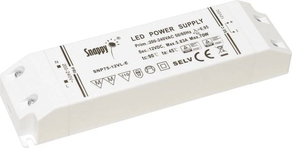 Produktbild: Dehner Elektronik Snappy SNP75-12VL-E LED-Trafo Konstantspannung 75 W 0 - 5.83 A 12 V/DC nicht dimmbar, M&ouml;belzulassung 1 St.
