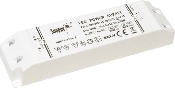 Dehner Elektronik Snappy SNP75-12VL-E LED-Trafo Konstantspannung 75 W 0 - 5.83 A 12 V/DC nicht dimmbar, Möbelzulassung 1