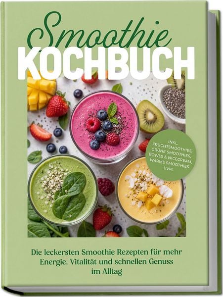 Produktbild: Smoothie Kochbuch: Die leckersten Smoothie Rezepten f&uuml;r mehr Energie, Vitalit&auml;t und schnellen Genuss im Alltag &ndash; inkl. Fruchtsmoothies, Gr&uuml;ne Smoothies, Bowls & Nicecream, Warme Smoothies uvm.